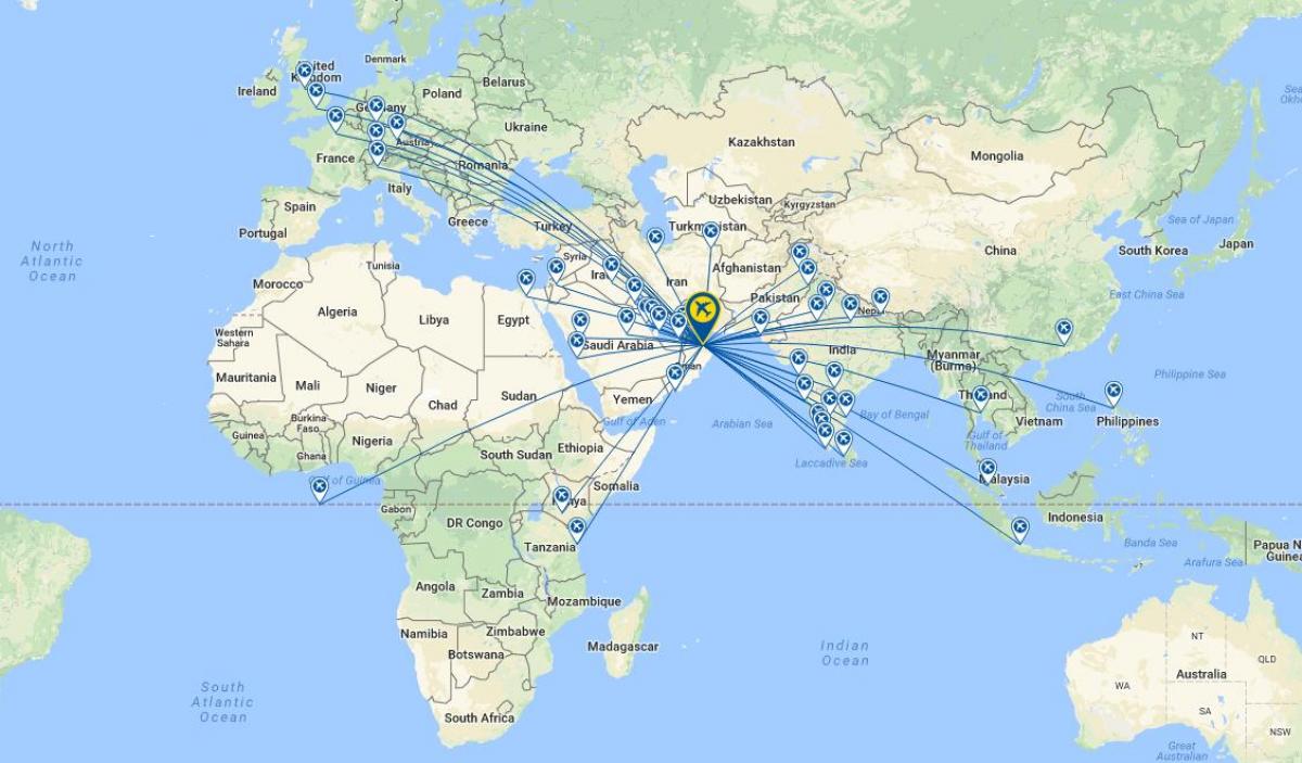 Oman air flight route map