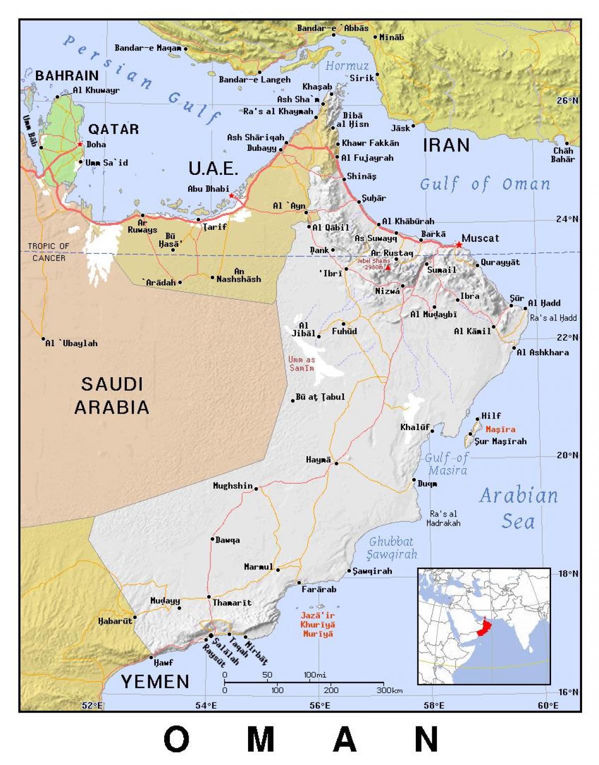 Oman political map - Map of Oman political (Western Asia - Asia)