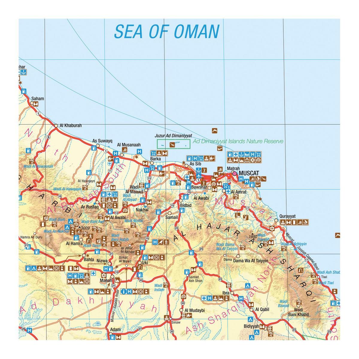 map of Oman trekking